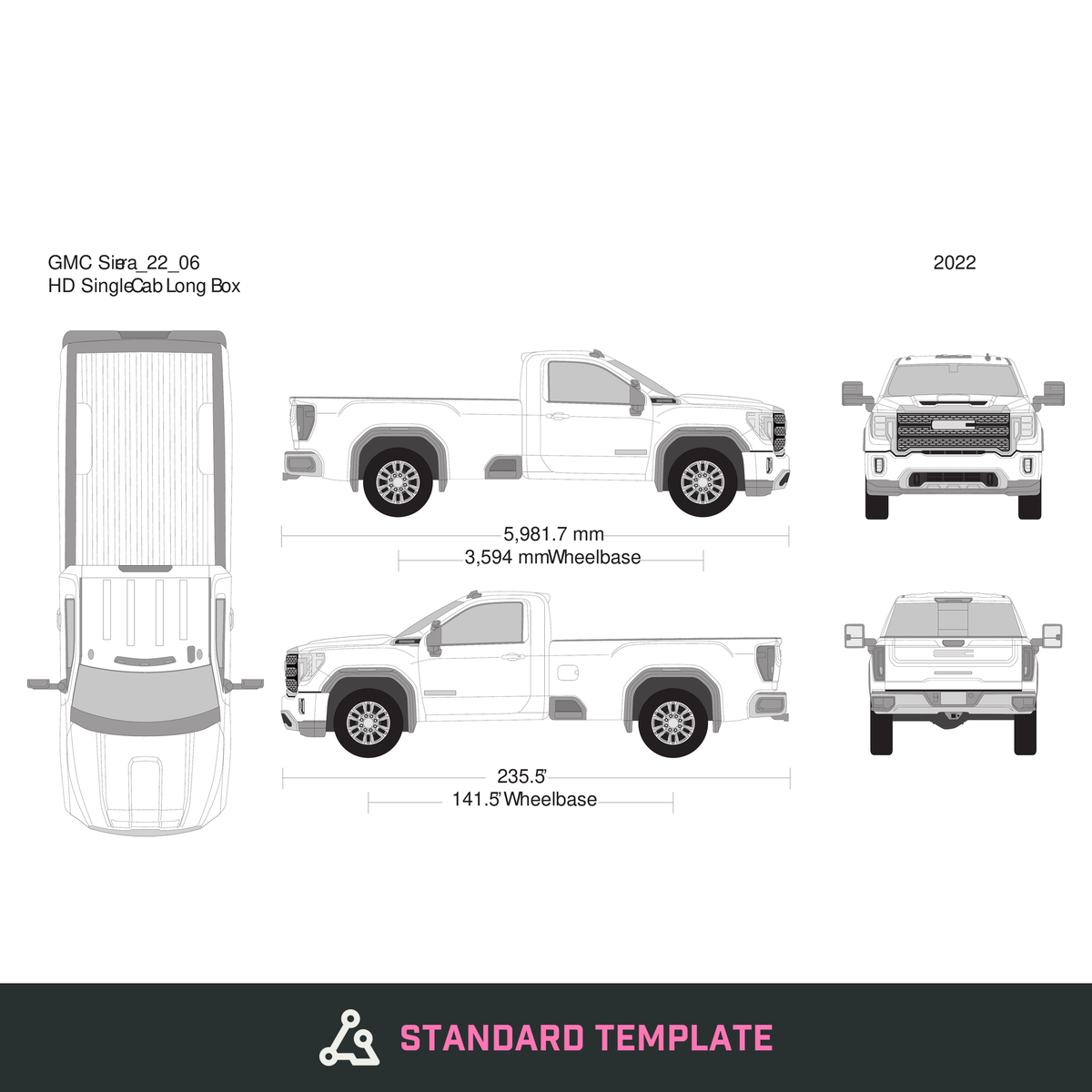 2022 GMC Sierra 2500-3500 HD vector wrap template V06, Design-Ready PDF - GravBase