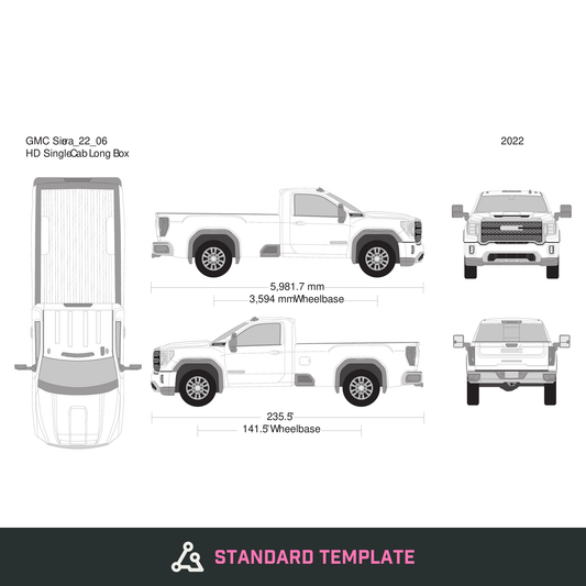 2022 GMC Sierra 2500-3500 HD vector wrap template V06, Design-Ready PDF - GravBase