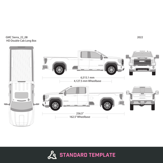 2022 GMC Sierra 2500-3500 HD vector wrap template V08, Design-Ready PDF - GravBase