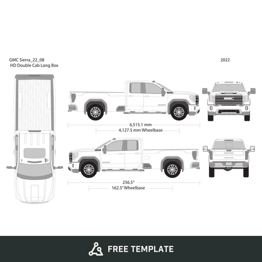 2022 GMC Sierra 2500-3500 HD free vector vehicle wrap template - GravBase