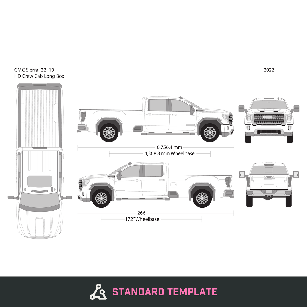 2022 GMC Sierra 2500-3500 HD vector wrap template V10, Design-Ready PDF - GravBase