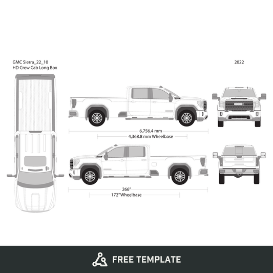 2022 GMC Sierra 2500-3500 HD free vector vehicle wrap template - GravBase