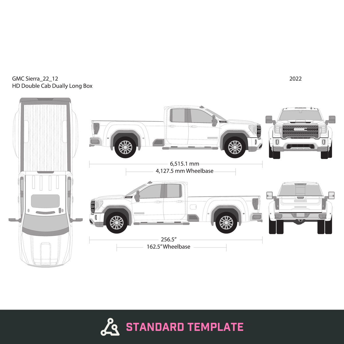 2022 GMC Sierra 2500-3500 HD vector wrap template V12, Design-Ready PDF - GravBase