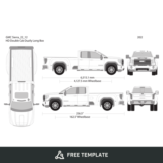 2022 GMC Sierra 2500-3500 HD free vector vehicle wrap template - GravBase