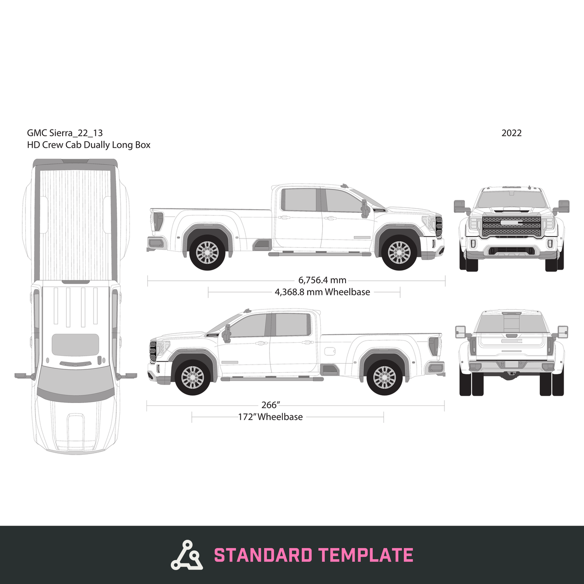2022 GMC Sierra 2500-3500 HD vector wrap template V13, Design-Ready PDF - GravBase