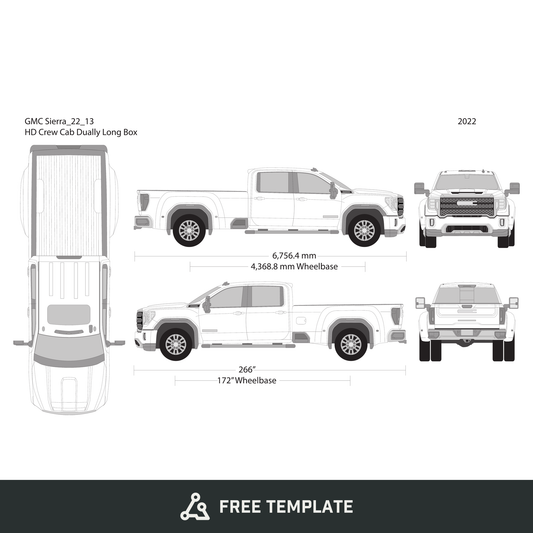2022 GMC Sierra 2500-3500 HD free vector vehicle wrap template - GravBase