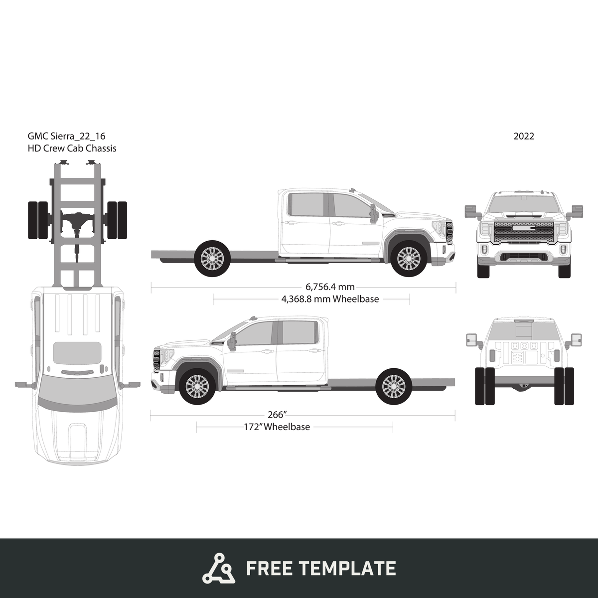2022 GMC Sierra 2500-3500 HD free vector vehicle wrap template - GravBase