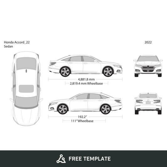 2022 Honda Accord Sedan free vector vehicle wrap template - GravBase