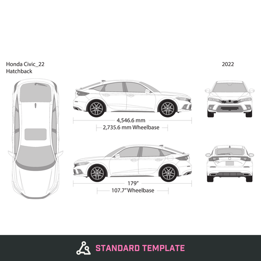 2022 Honda Civic Hatchback vector wrap template, Design-Ready PDF - GravBase