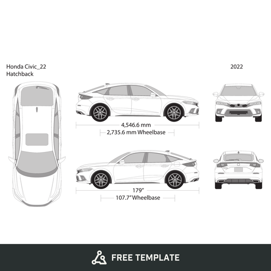 2022 Honda Civic Hatchback free vector vehicle wrap template - GravBase