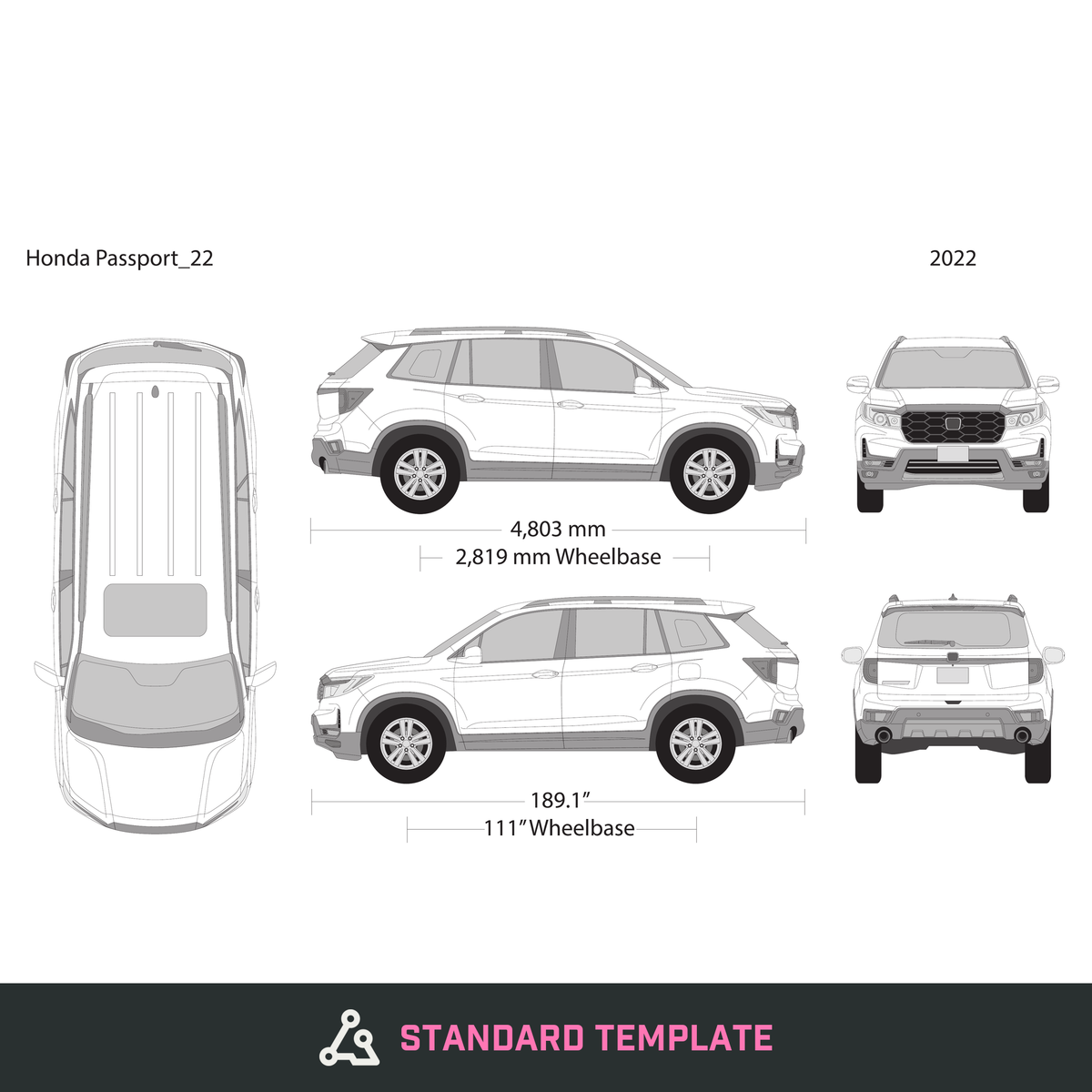 2022 Honda Passport vector wrap template, Design-Ready PDF - GravBase
