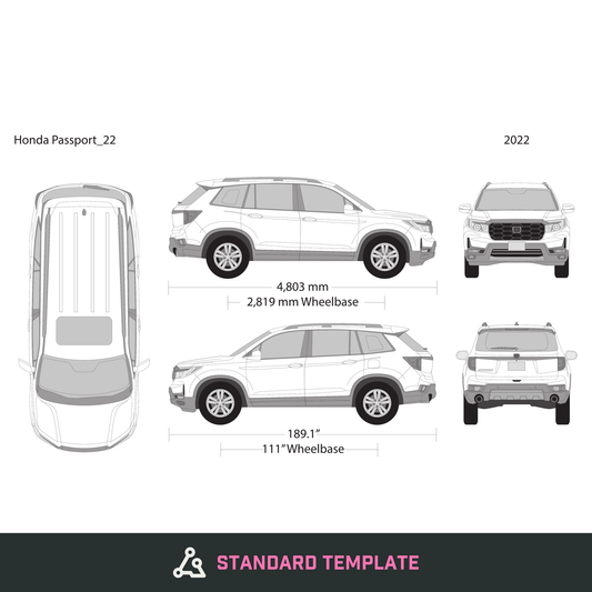 2022 Honda Passport vector wrap template, Design-Ready PDF - GravBase