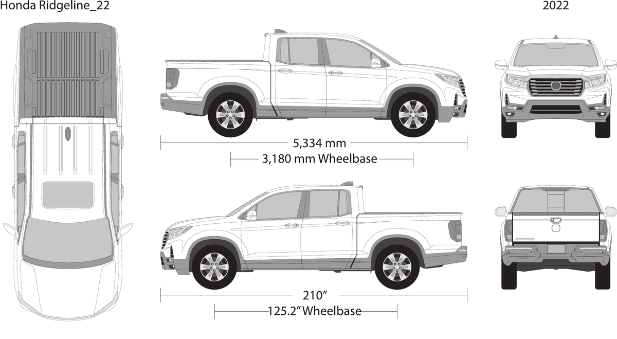 2022 Honda Ridgeline vector wrap template, Design-Ready PDF - GravBase