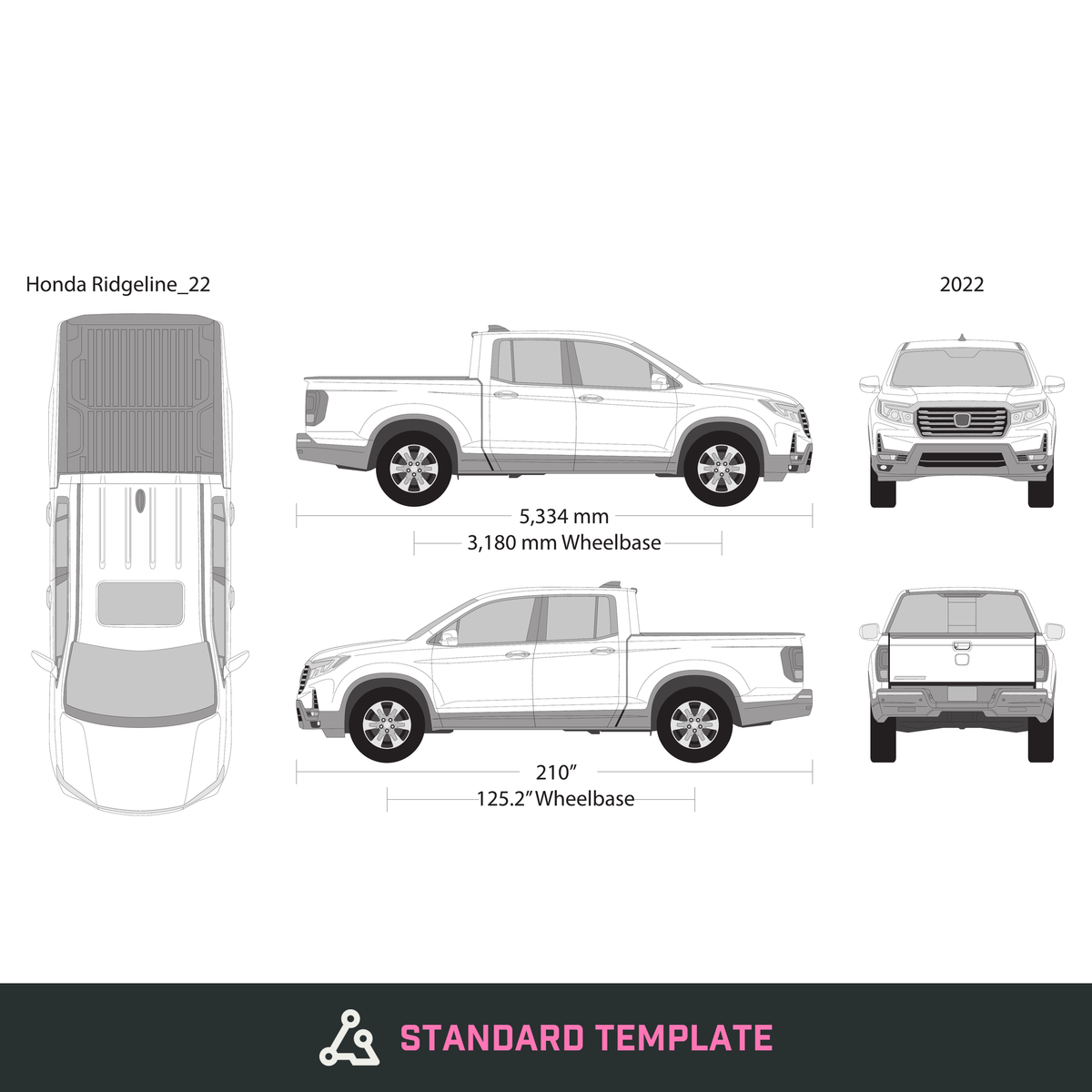 2022 Honda Ridgeline vector wrap template, Design-Ready PDF - GravBase