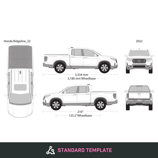2022 Honda Ridgeline vector wrap template, Design-Ready PDF - GravBase