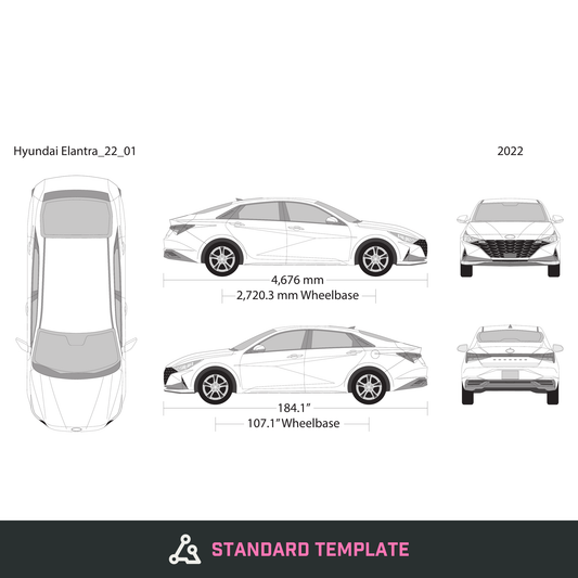 2022 Hyundai Elantra vector wrap template, Design-Ready PDF - GravBase