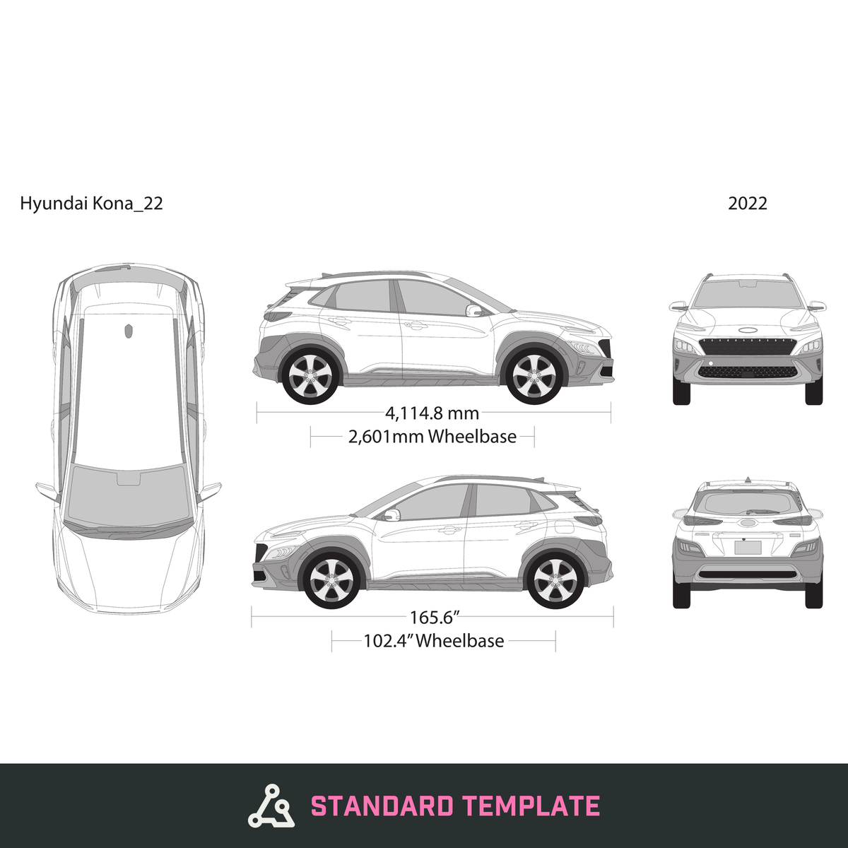 2022 Hyundai Kona vector wrap template, Design-Ready PDF - GravBase