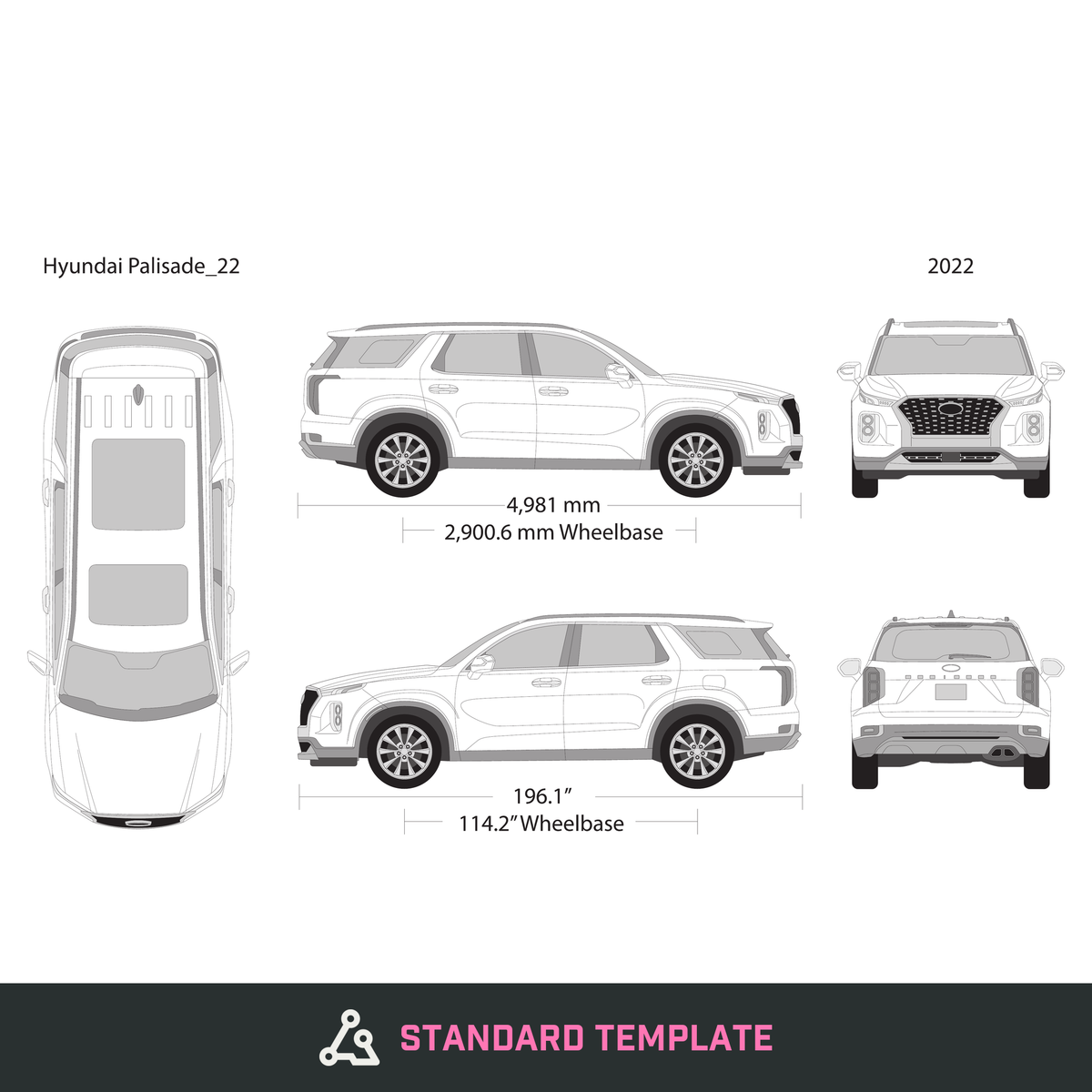 2022 Hyundai Palisade vector wrap template, Design-Ready PDF - GravBase