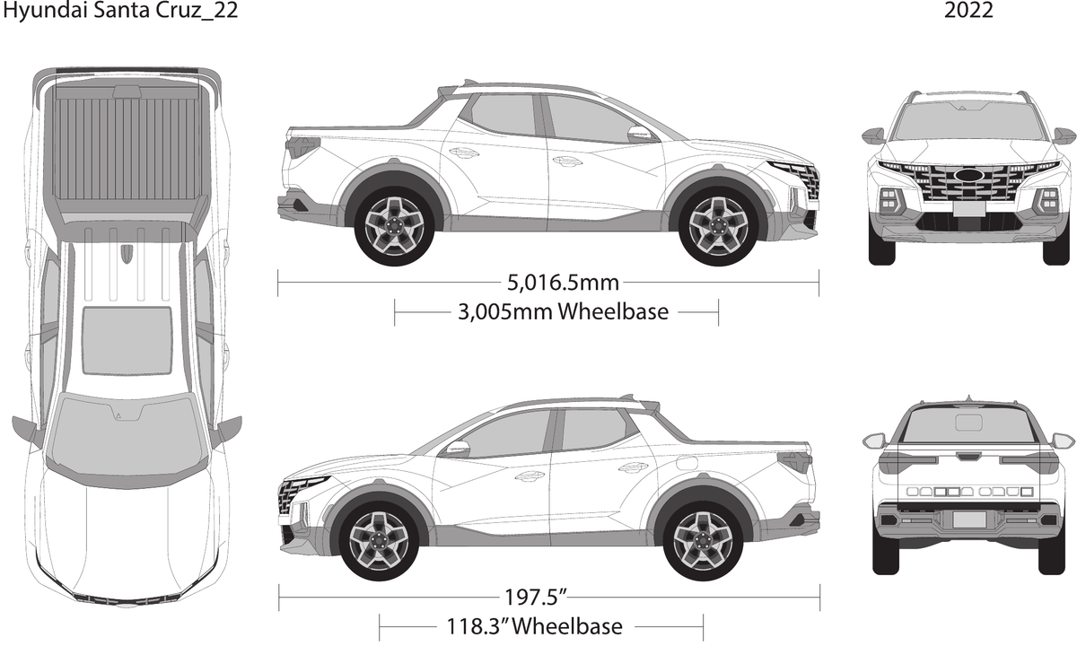2022 Hyundai Santa Cruz vector wrap template, Design-Ready PDF - GravBase
