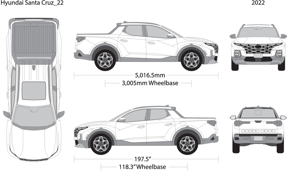 2022 Hyundai Santa Cruz V22 Vehicle Wrap Template