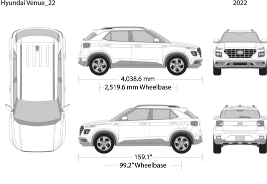 2022 Hyundai Venue V22 Vehicle Wrap Template