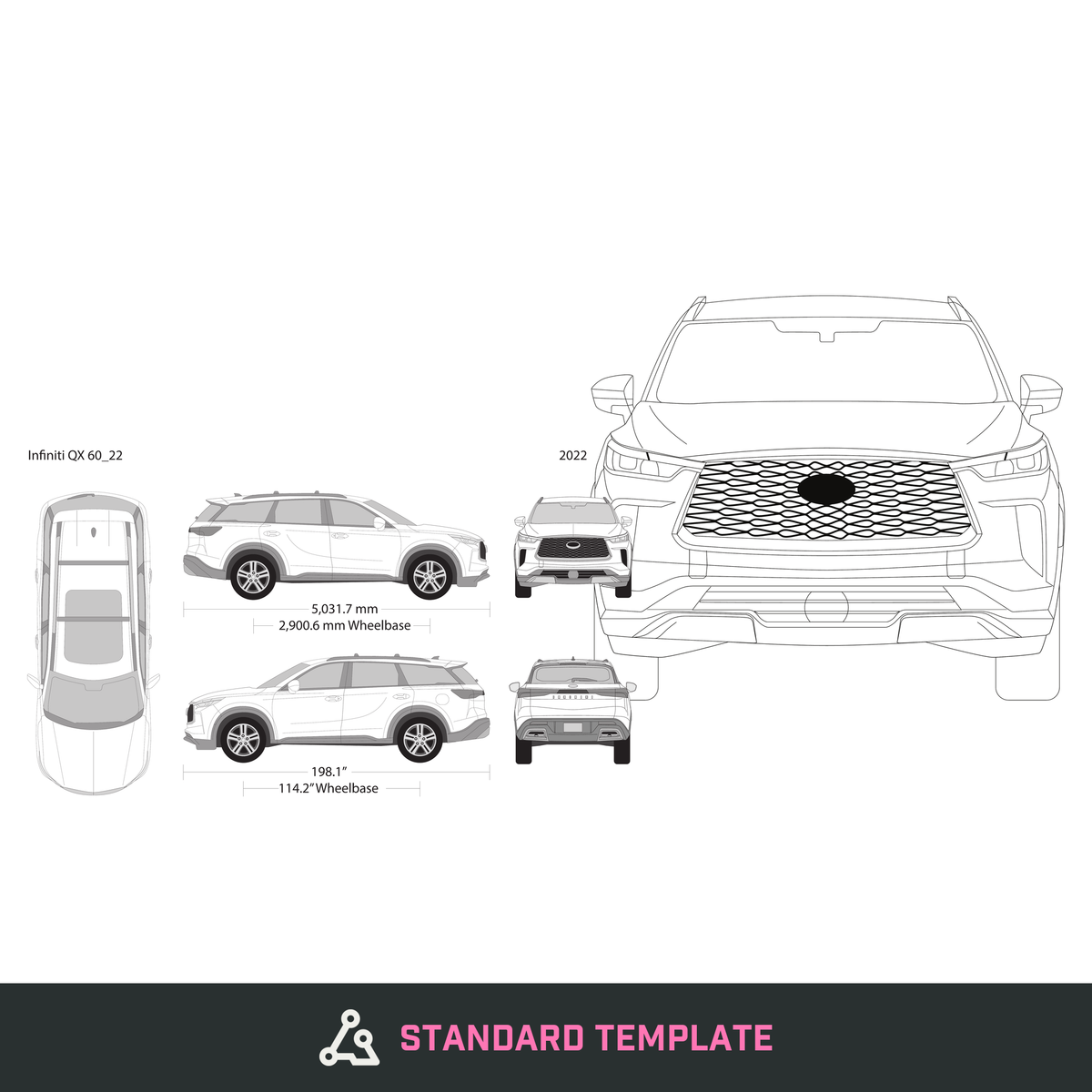 2022 Infiniti QX60 vector wrap template, Design-Ready PDF - GravBase