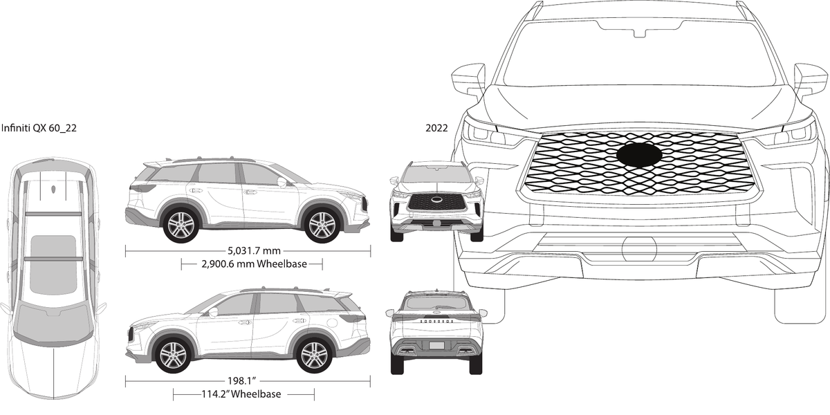 2022 Infiniti QX60 vector wrap template, Design-Ready PDF - GravBase