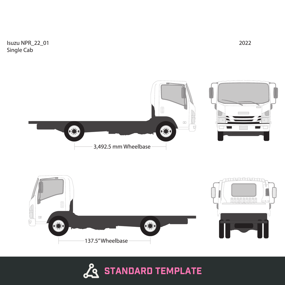 2022 Isuzu NPR vector wrap template V01, Design-Ready PDF - GravBase