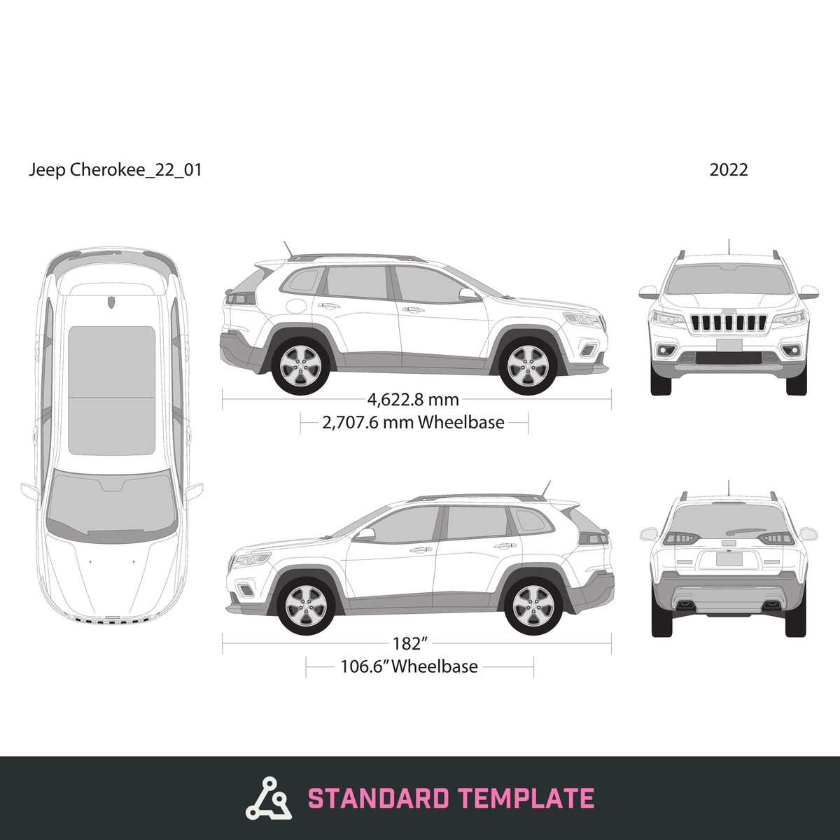 2022 Jeep Cherokee vector wrap template, Design-Ready PDF - GravBase