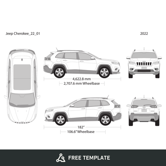 2022 Jeep Cherokee free vector vehicle wrap template - GravBase