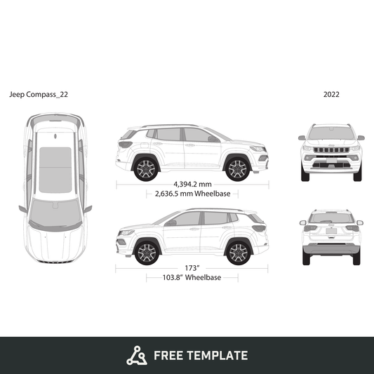 2022 Jeep Compass free vector vehicle wrap template - GravBase