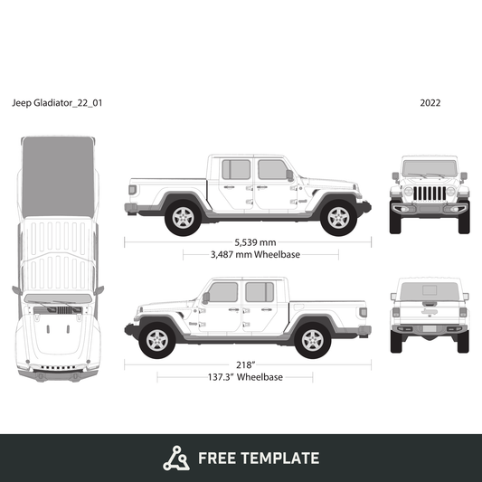 2022 Jeep Gladiator free vector vehicle wrap template - GravBase