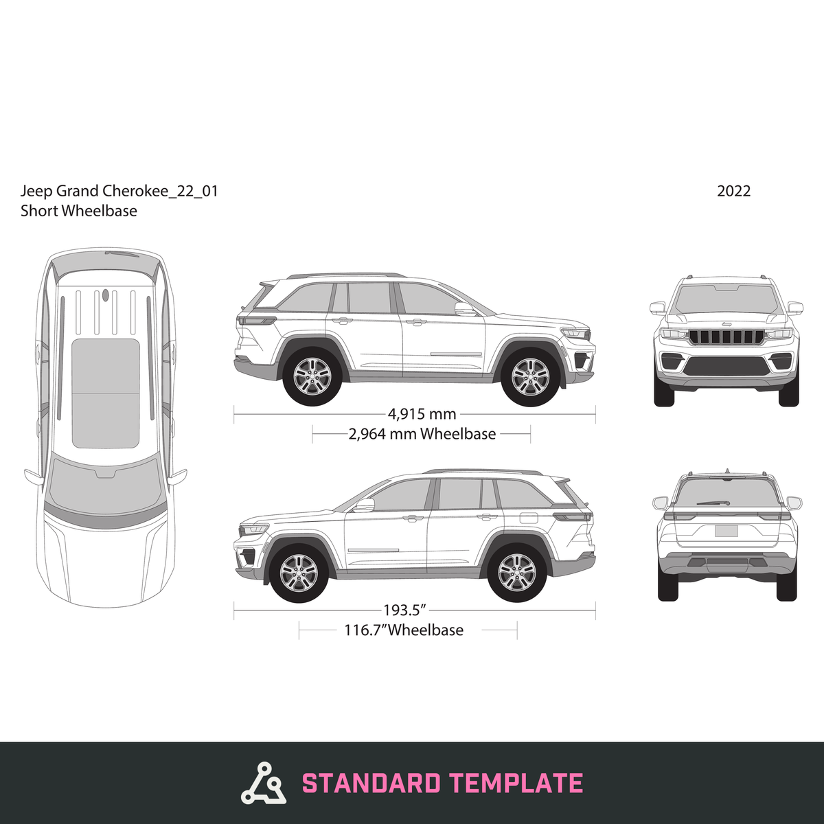 2022 Jeep Grand Cherokee vector wrap template V01, Design-Ready PDF - GravBase
