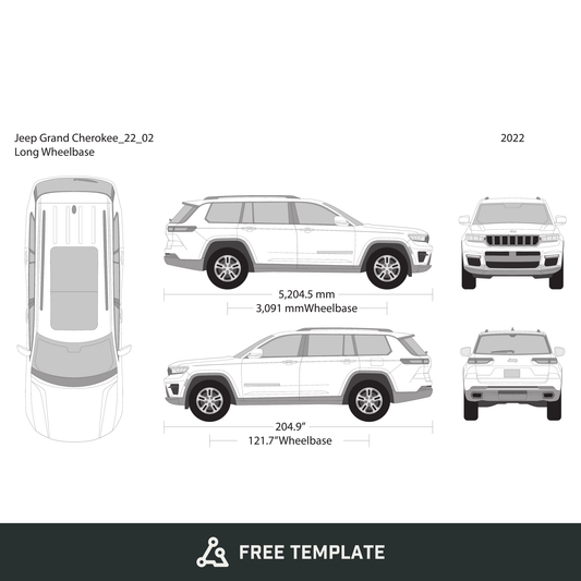2022 Jeep Grand Cherokee free vector vehicle wrap template - GravBase