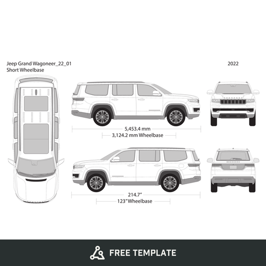 2022 Jeep Grand Wagoneer free vector vehicle wrap template - GravBase