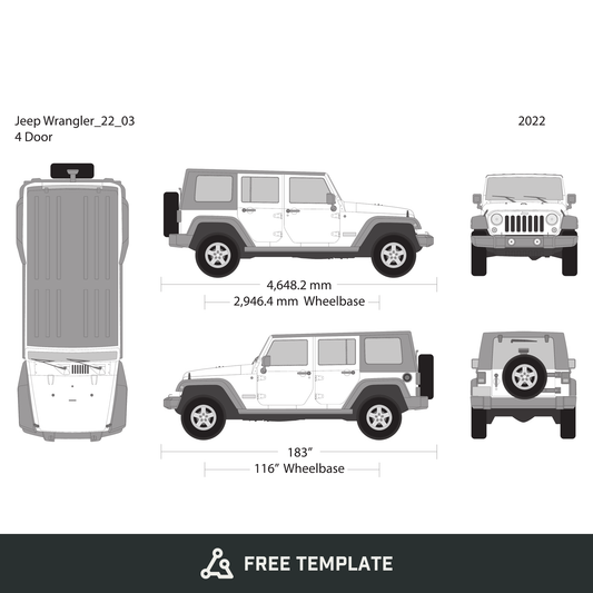 2022 Jeep Wrangler free vector vehicle wrap template - GravBase