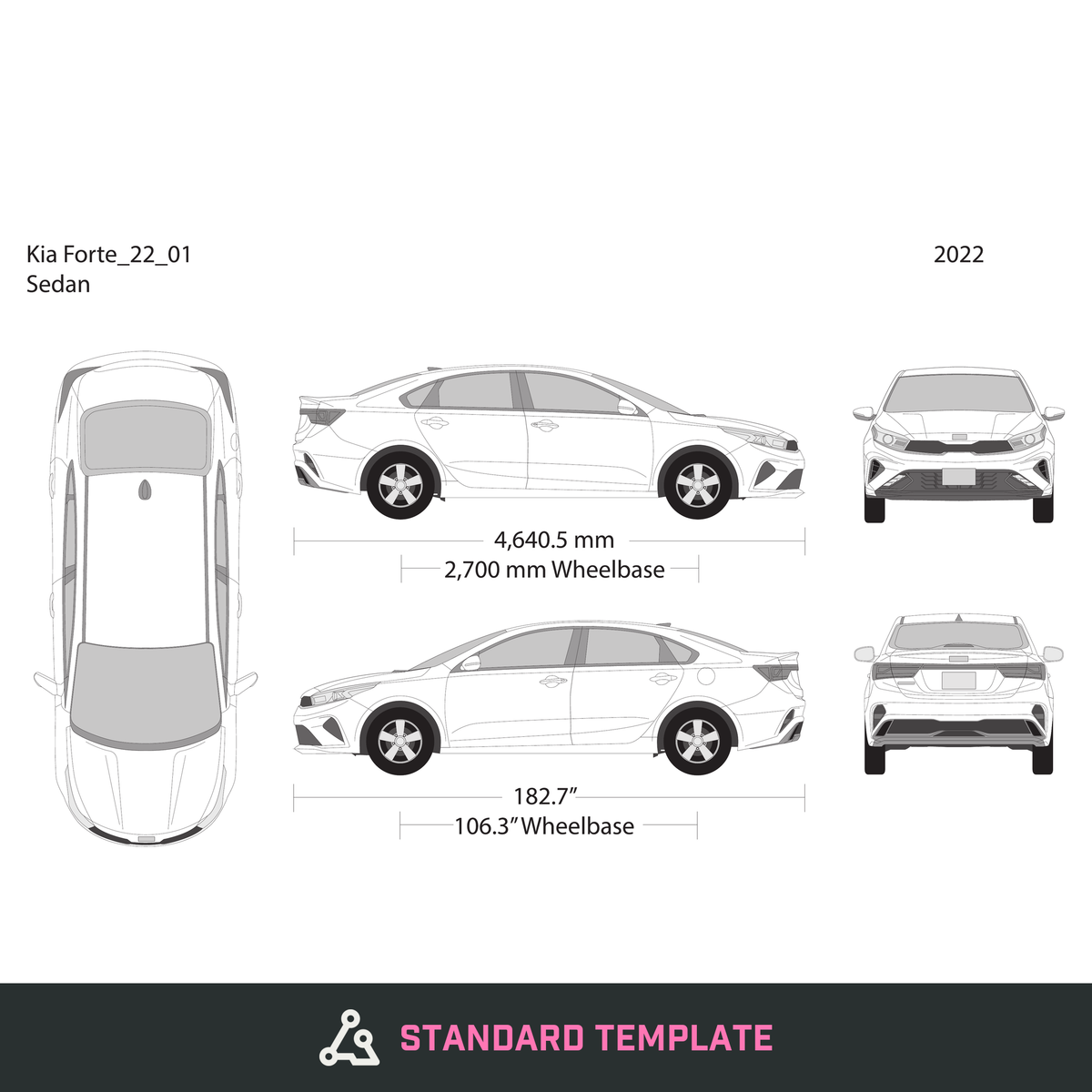 2022 Kia Forte vector wrap template, Design-Ready PDF - GravBase