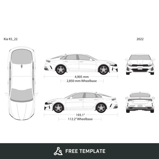 2022 Kia K5 free vector vehicle wrap template - GravBase