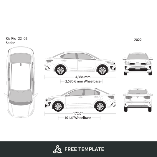 2022 Kia Rio free vector vehicle wrap template - GravBase