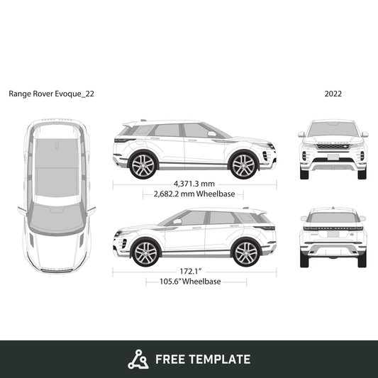 2022 Land Rover Evoque free vector vehicle wrap template - GravBase
