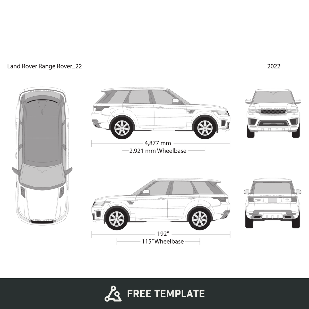 2022 Land Rover Range Rover Sport free vector vehicle wrap template - GravBase