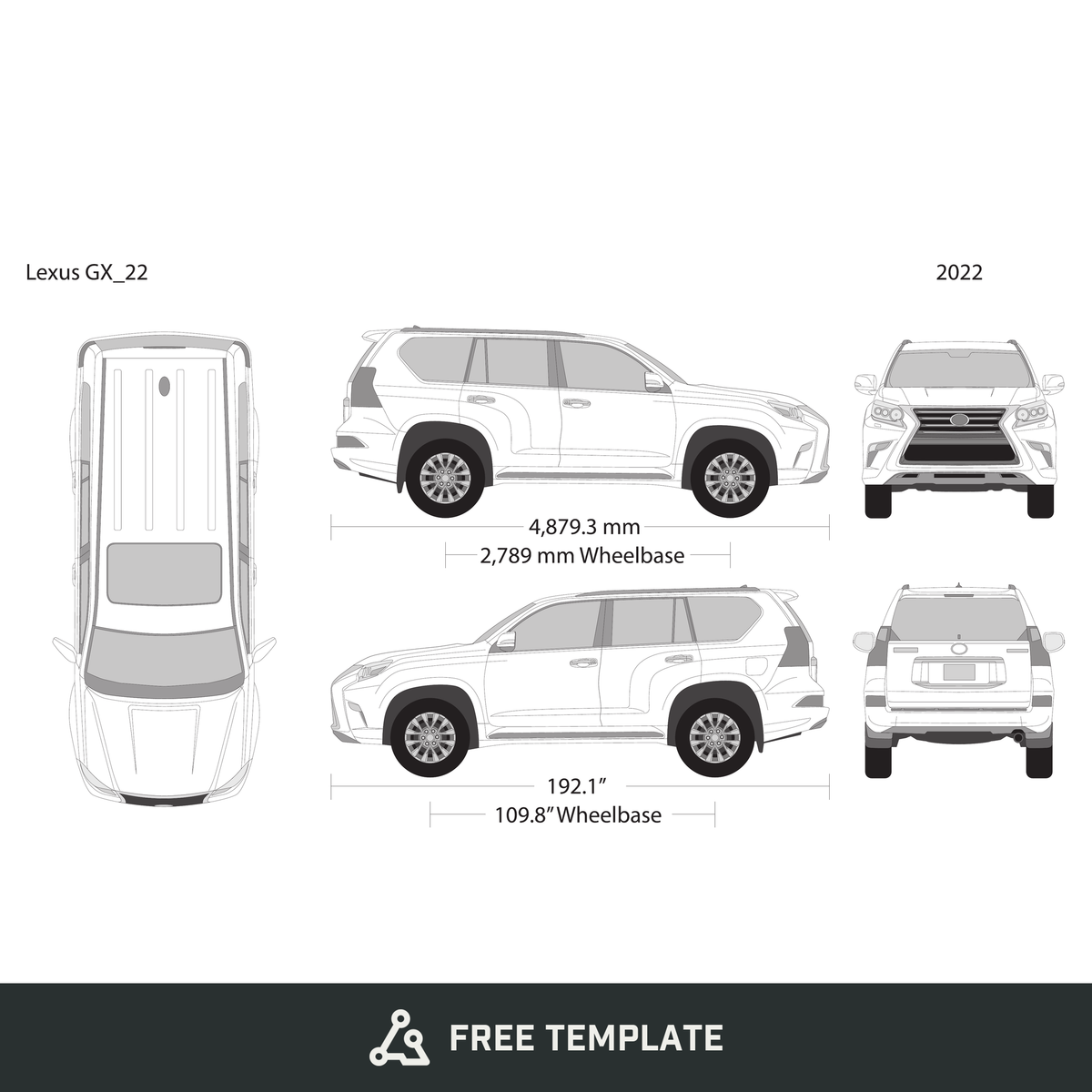 2022 Lexus GX free vector vehicle wrap template - GravBase