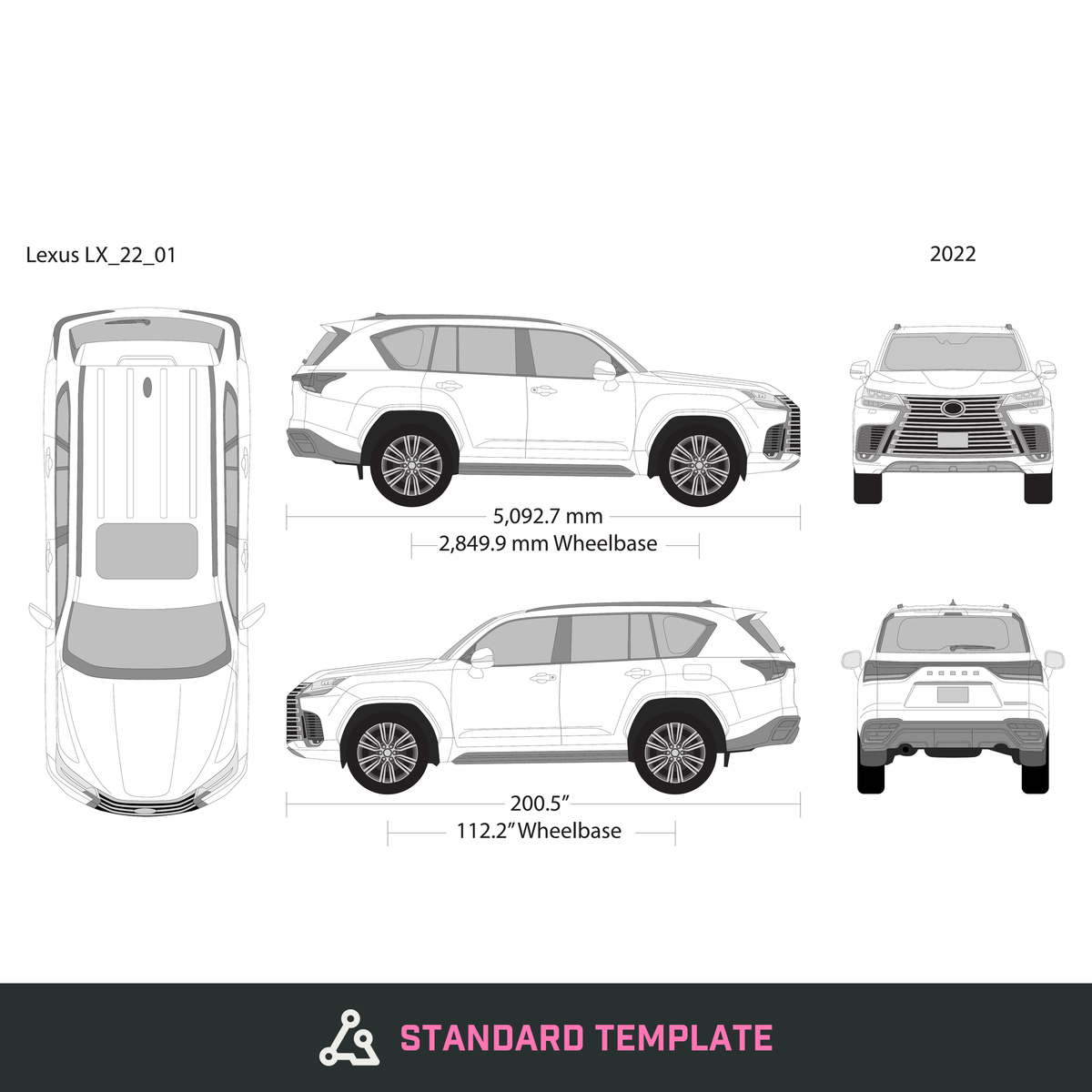 2022 Lexus LX vector wrap template, Design-Ready PDF - GravBase
