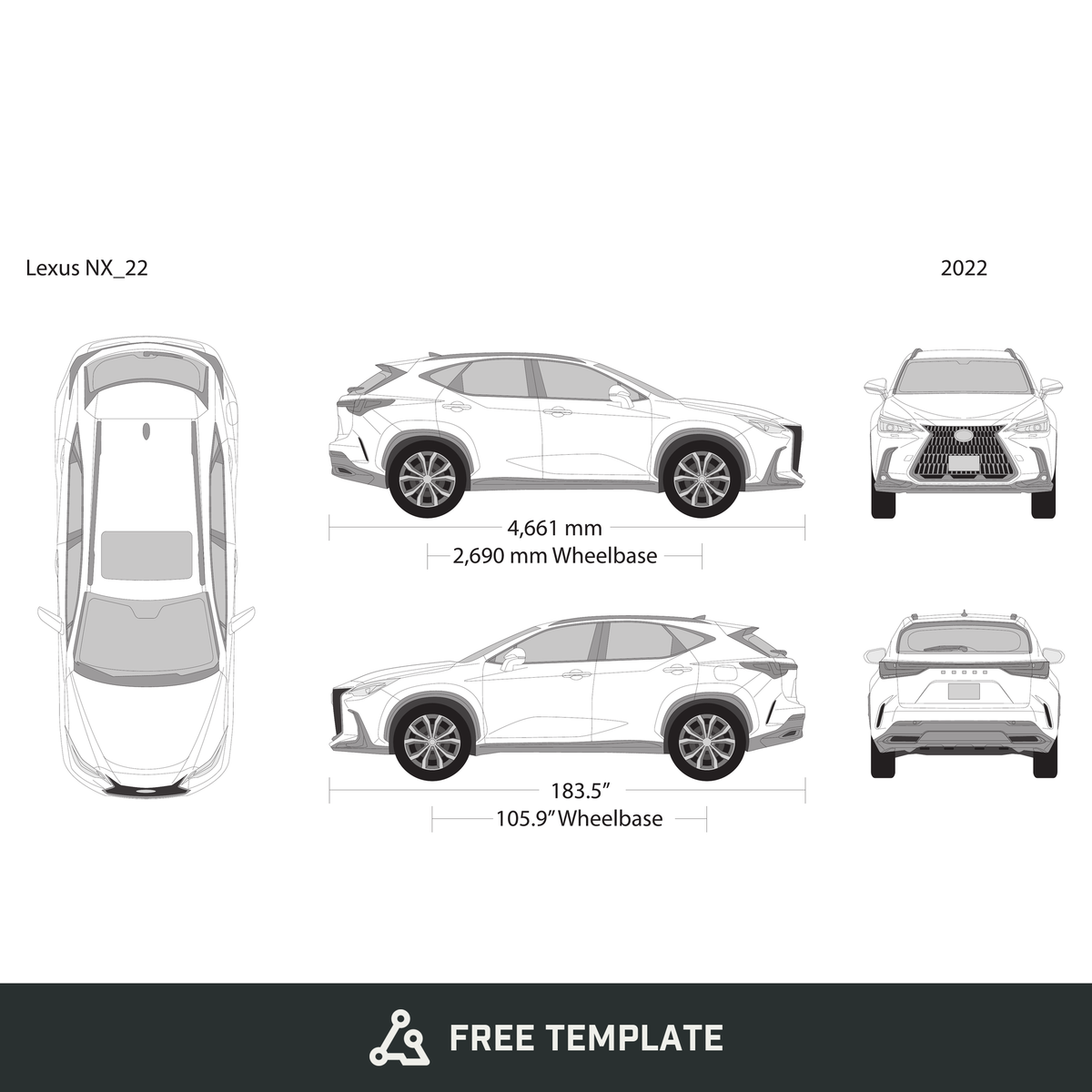 2022 Lexus NX free vector vehicle wrap template - GravBase