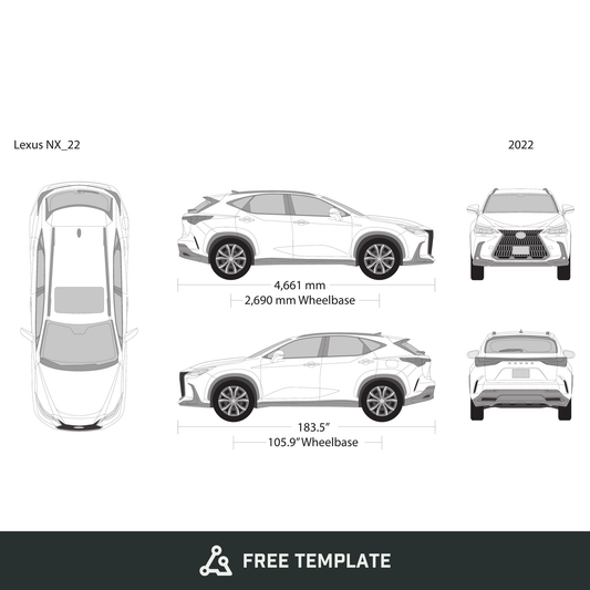 2022 Lexus NX free vector vehicle wrap template - GravBase