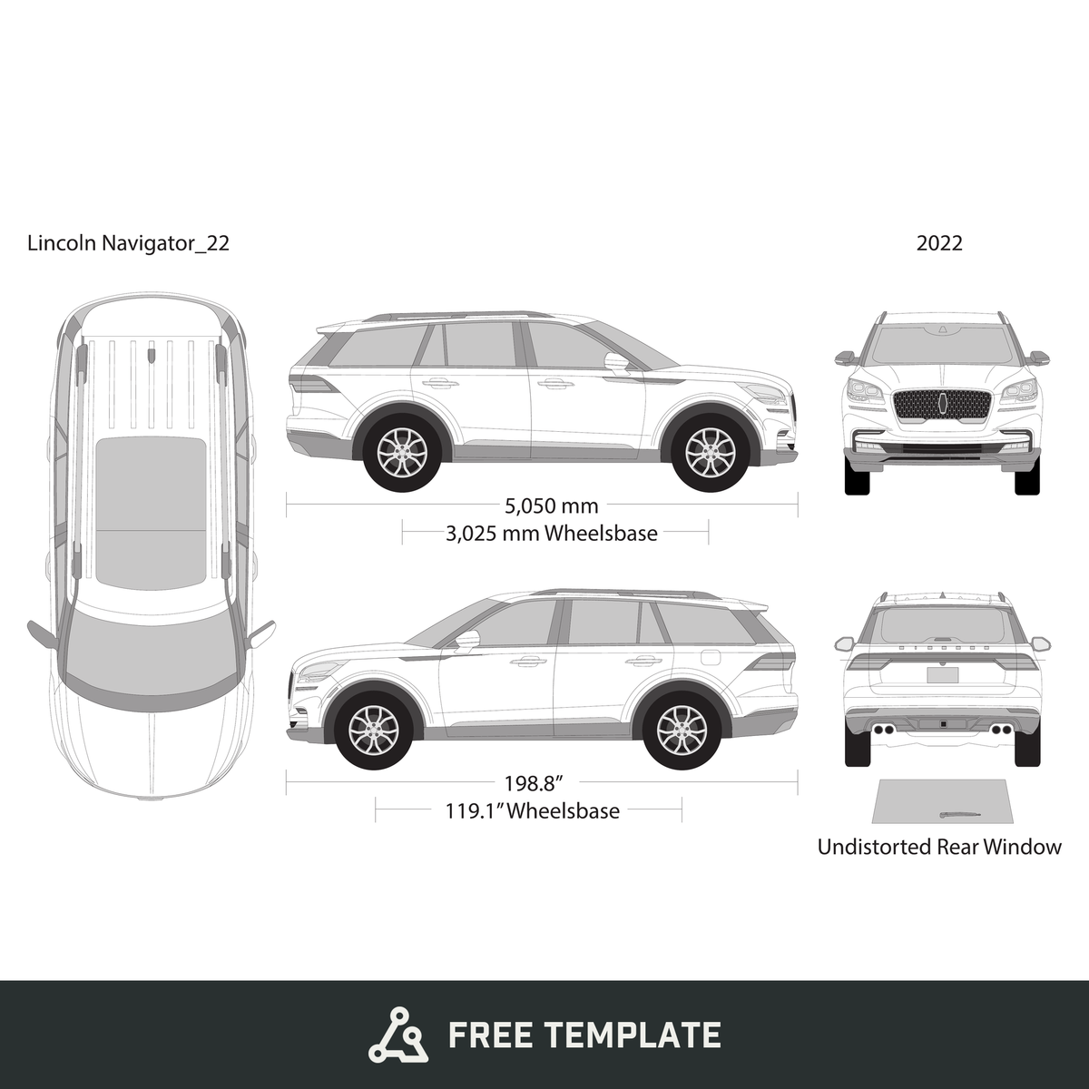 2022 Lincoln Avaitor free vector vehicle wrap template - GravBase