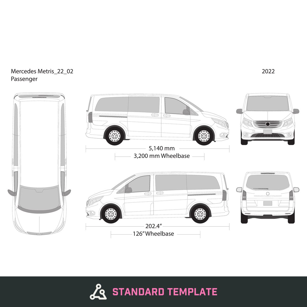 2022 Mercedes Metris vector wrap template V02, Design-Ready PDF - GravBase