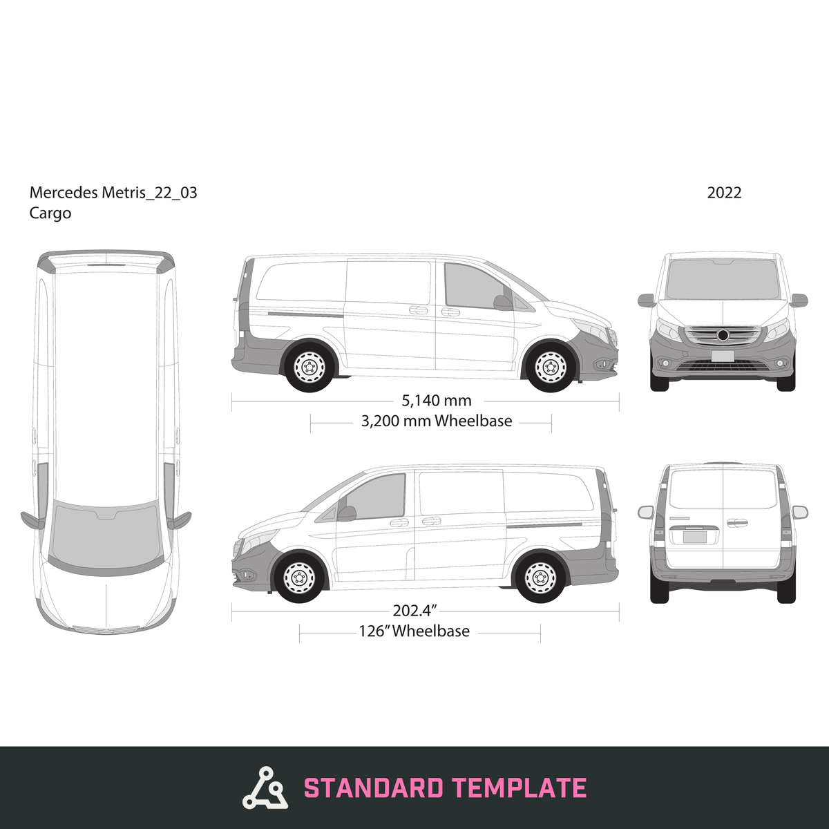 2022 Mercedes Metris vector wrap template V03, Design-Ready PDF - GravBase