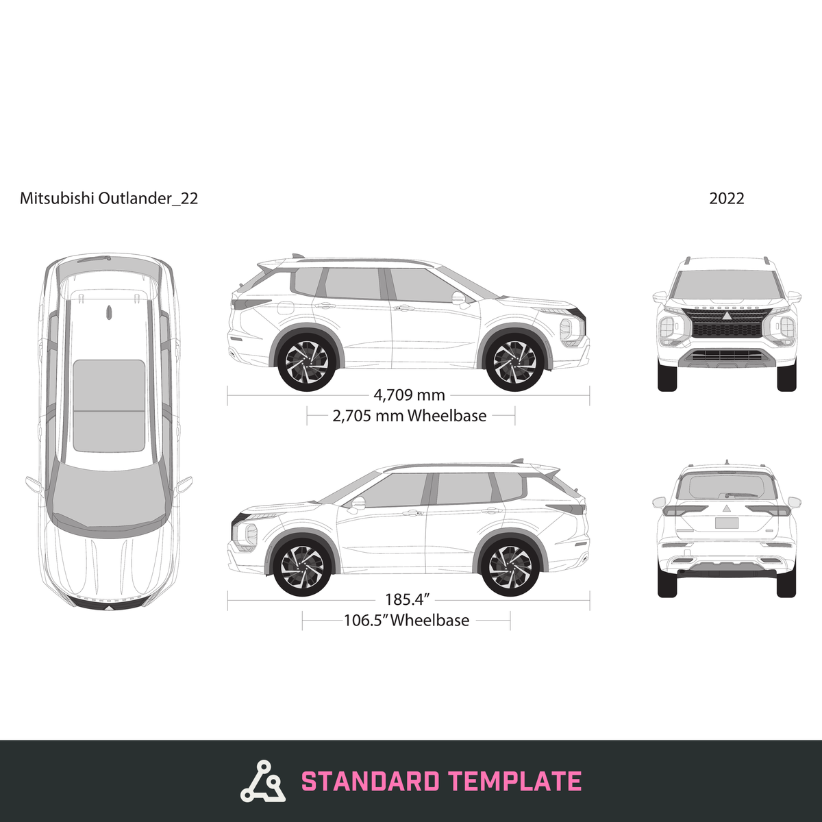 2022 Mitsubishi Outlander vector wrap template, Design-Ready PDF - GravBase