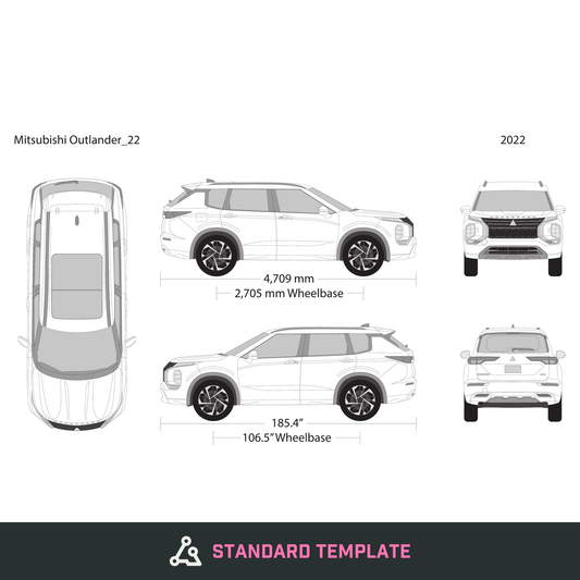 2022 Mitsubishi Outlander vector wrap template, Design-Ready PDF - GravBase